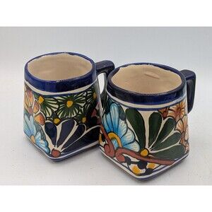 TWO TALAVERA MEXICO HAND PAINTED 10oz Coffee Cup Mug